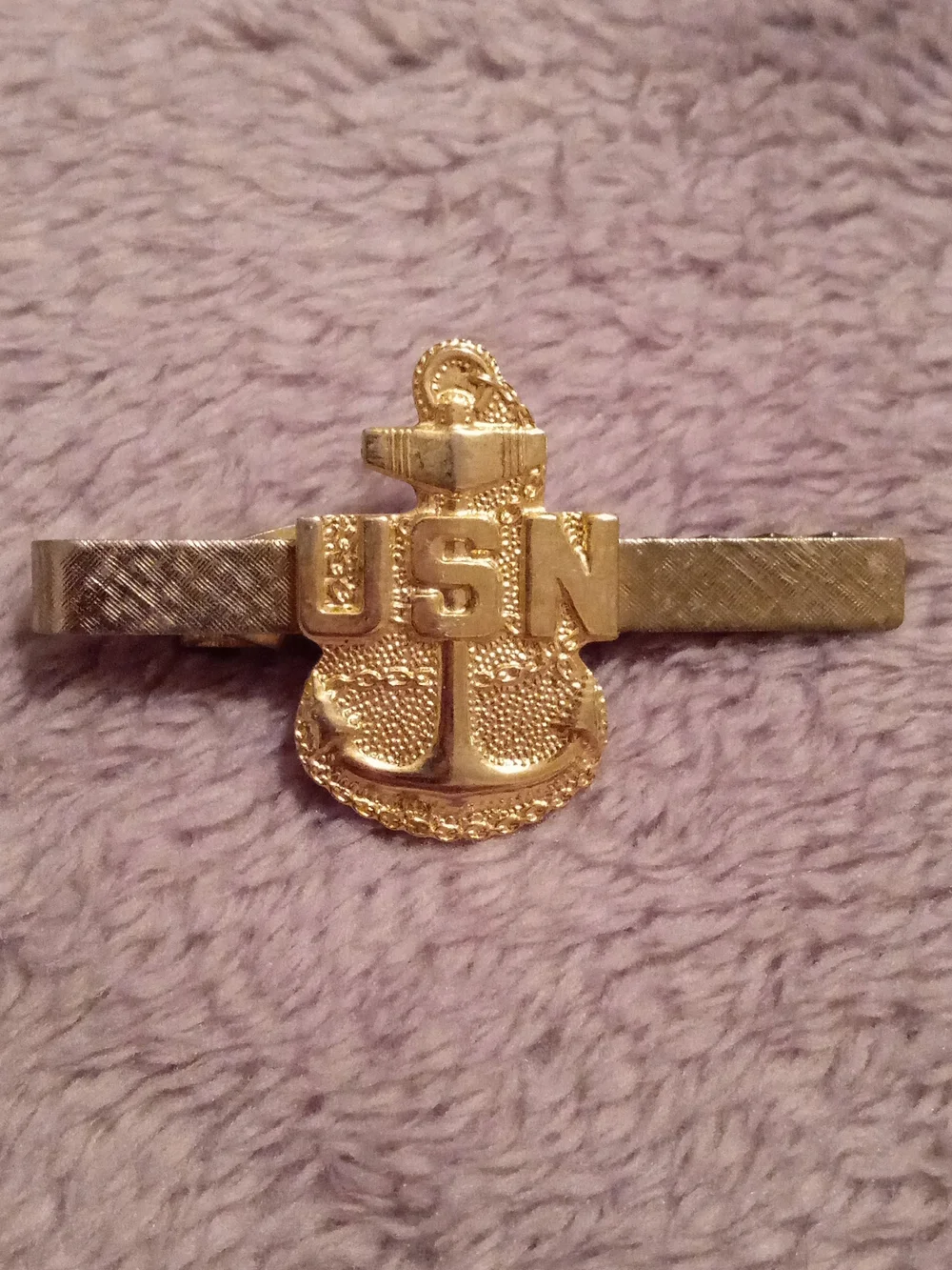 Gold Tone USN Anchor Tie Bar and Assorted Men's Tie Clips - Gold